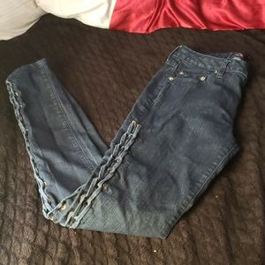Lace up jeans